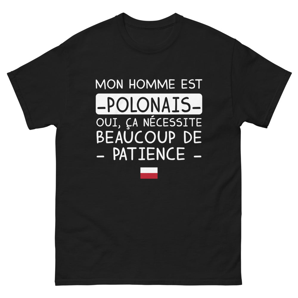 T-shirt Pologne noir - Mon Homme est Polonais, humour et fierté