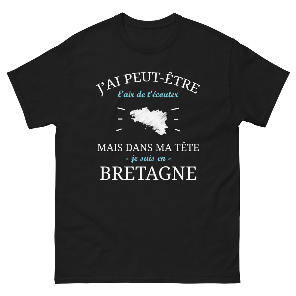 T-shirt Bretagne noir - J'ai peut-être l'air de t'écouter