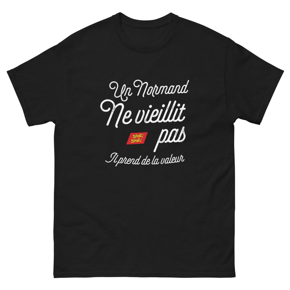 T-shirt Normand noir - Un Normand Ne Vieillit Pas, Il Prend de la Valeur