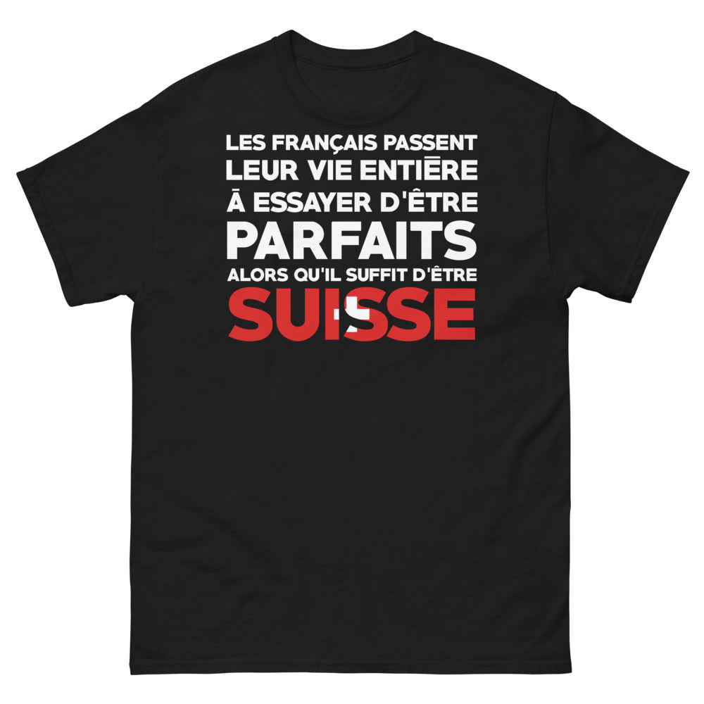 T-shirt Suisse noir - Les Français leur vie entière
