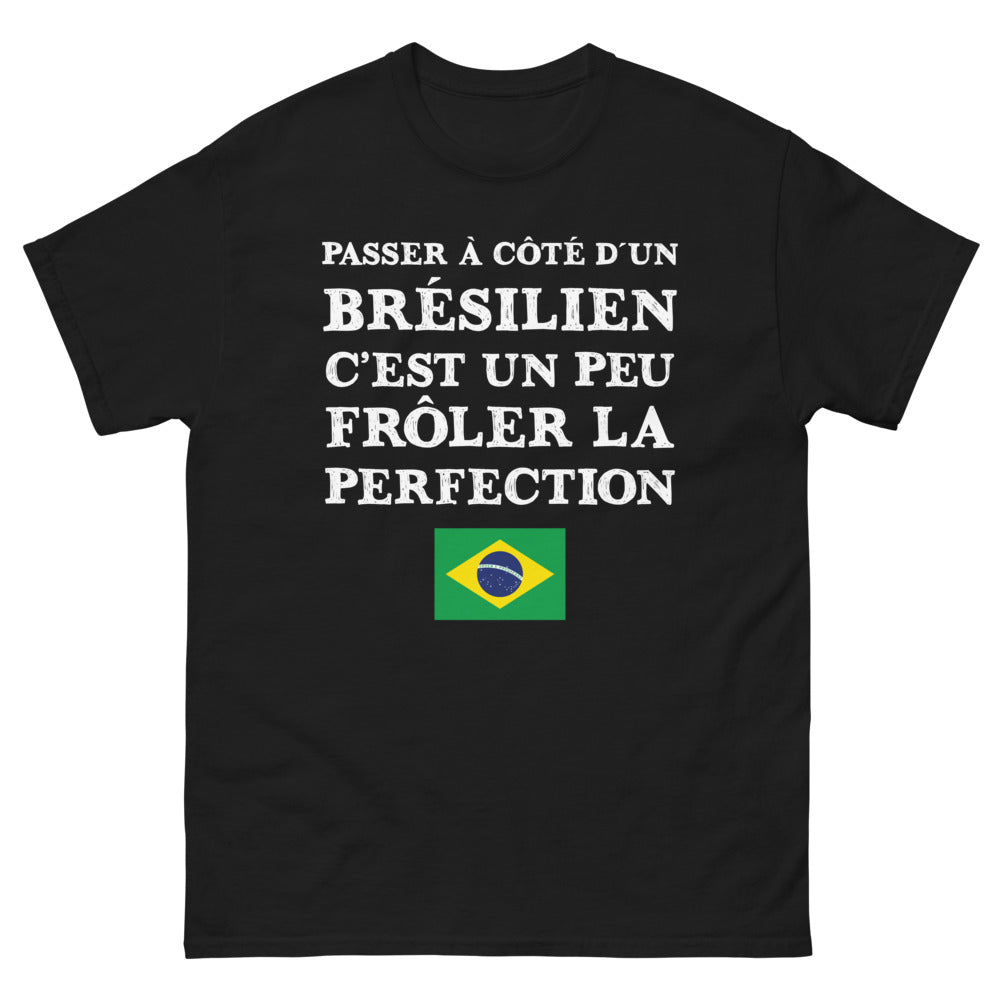 T-shirt Brésilien noir - Froler la perfection avec humour