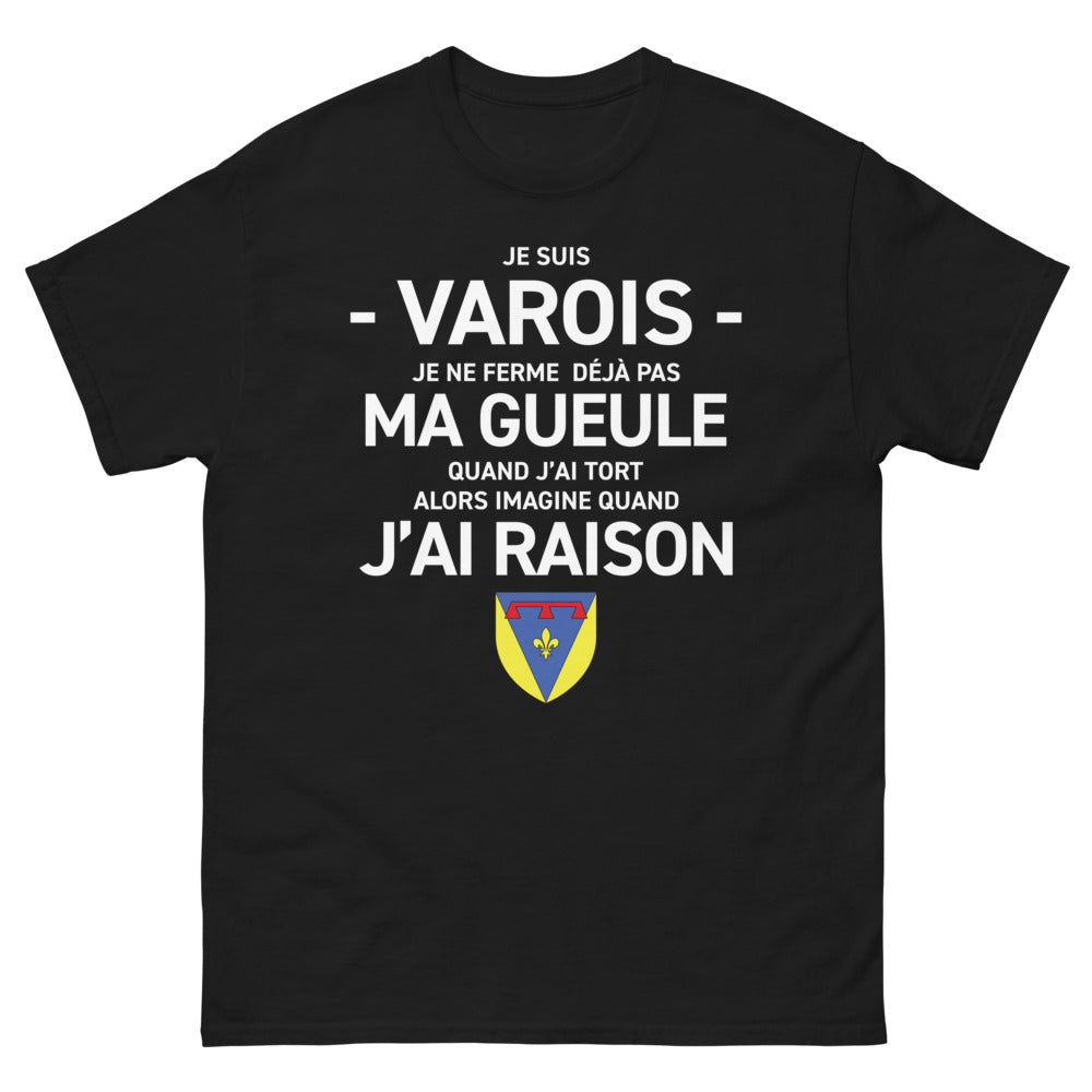 T-shirt Varois noir - Je suis varois, je ne ferme pas ma gueule
