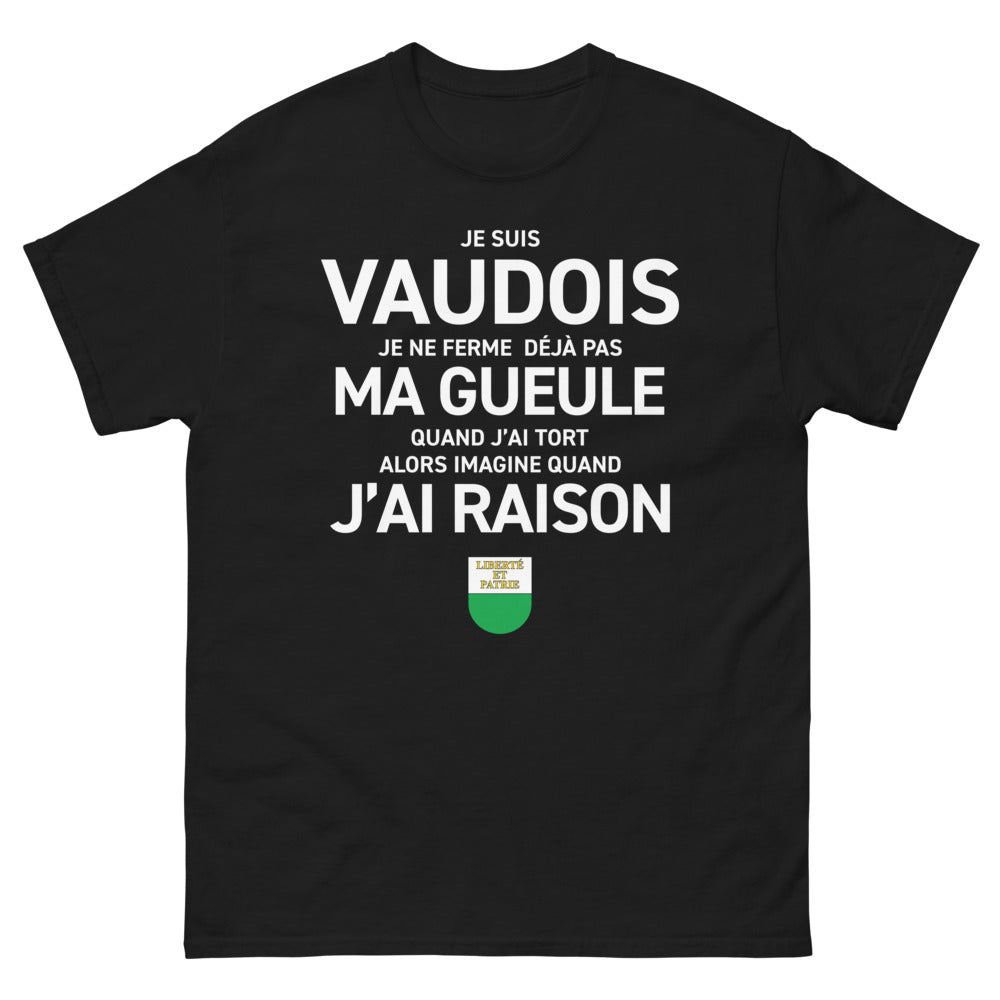 T-shirt Vaudois noir - Ne ferme pas ma gueule