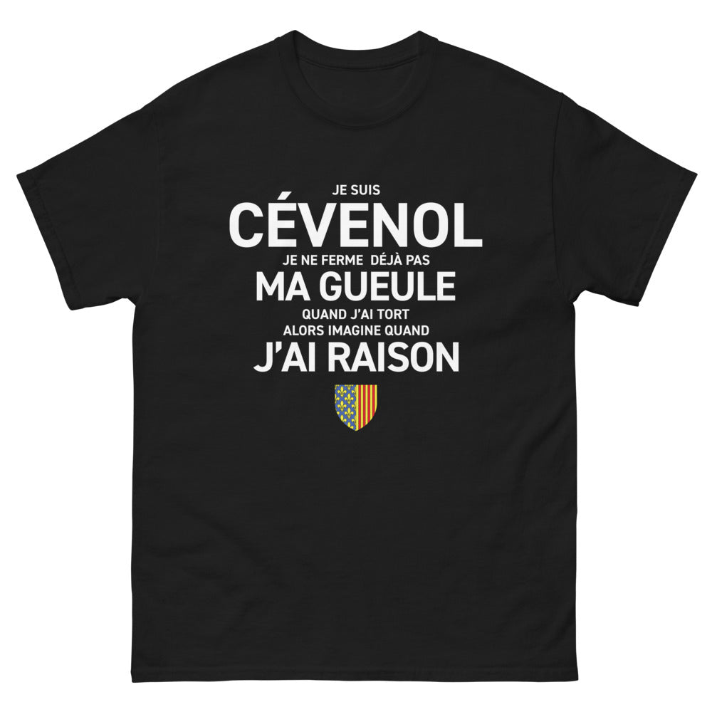 T-shirt Cévenol noir - Je suis Cévenol, audacieux et sincère