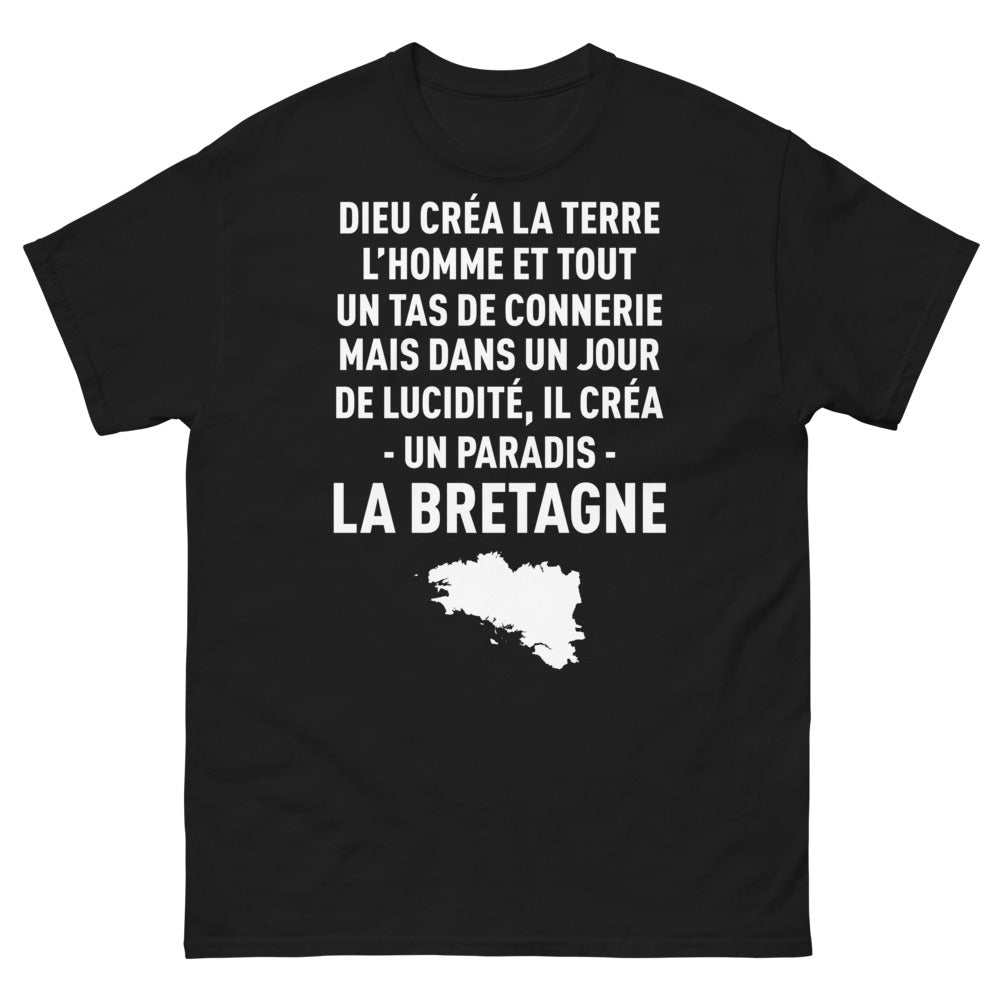 T-shirt Bretagne noir - Dieu créa la terre, un paradis