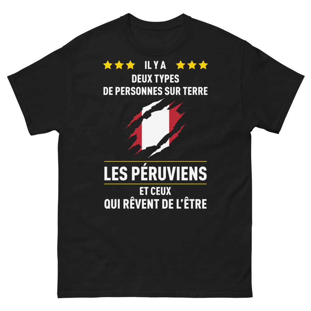 T-shirt Pérou noir - Deux types de personnes : les Péruviens et les rêveurs