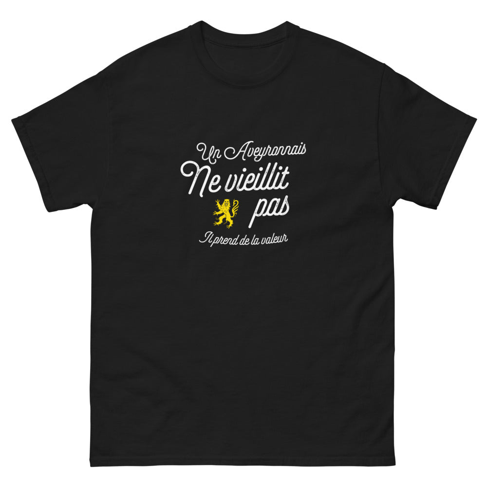 T-shirt Aveyronnais noir - Un Aveyronnais ne vieillit pas