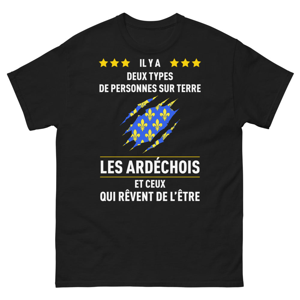 T-shirt Ardèche noir - Il y a deux types de personnes
