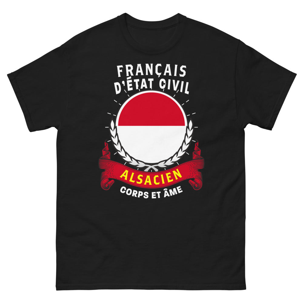 T-shirt Alsace noir - Corps et Âme alsacien humoristique