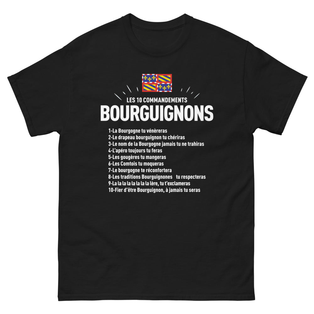 T-shirt Bourgogne noir - Commandements bourguignons humoristiques