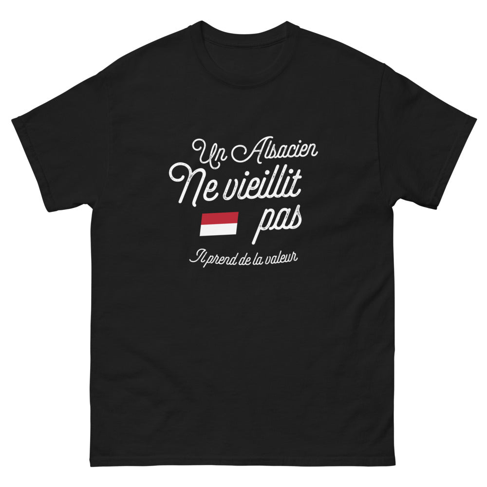 T-shirt Alsace noir - Un Alsacien prend de la valeur