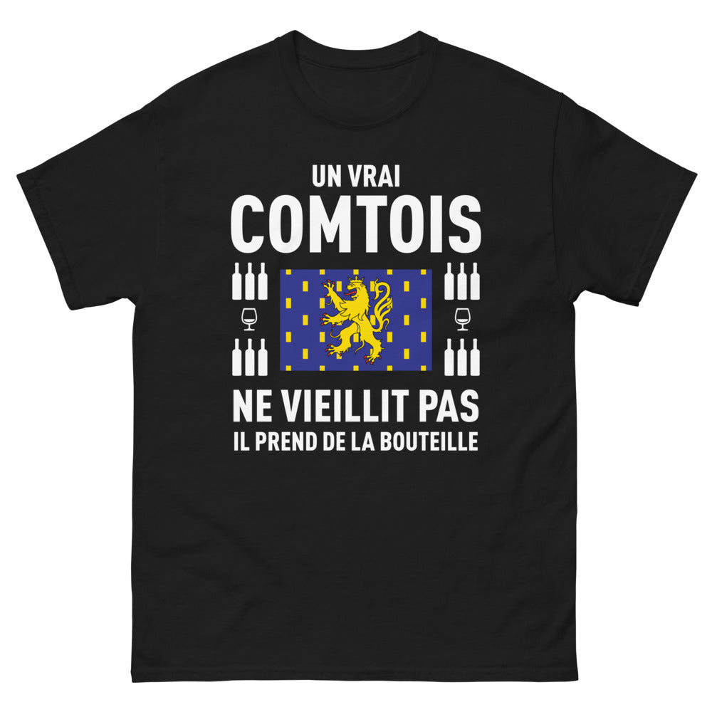T-shirt Comtois noir - Un vrai Comtois prend de la bouteille