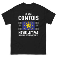 Thumbnail for T-shirt Comtois noir - Un vrai Comtois prend de la bouteille