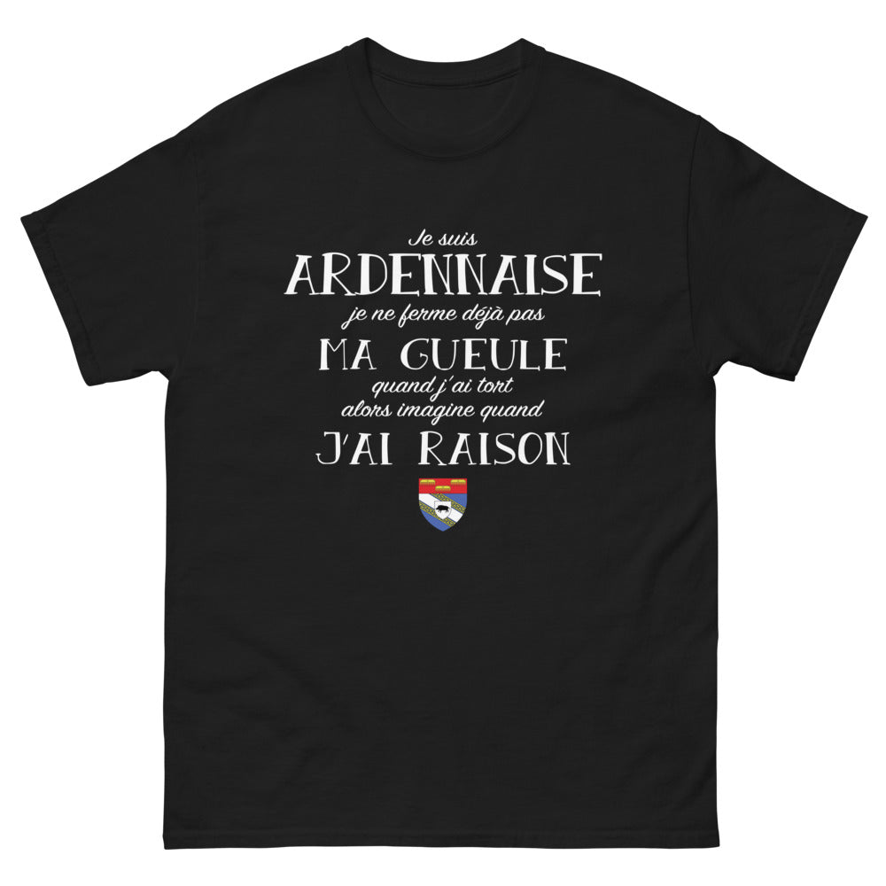 T-shirt Ardennes noir - Je suis ardennaise, fier et drôle