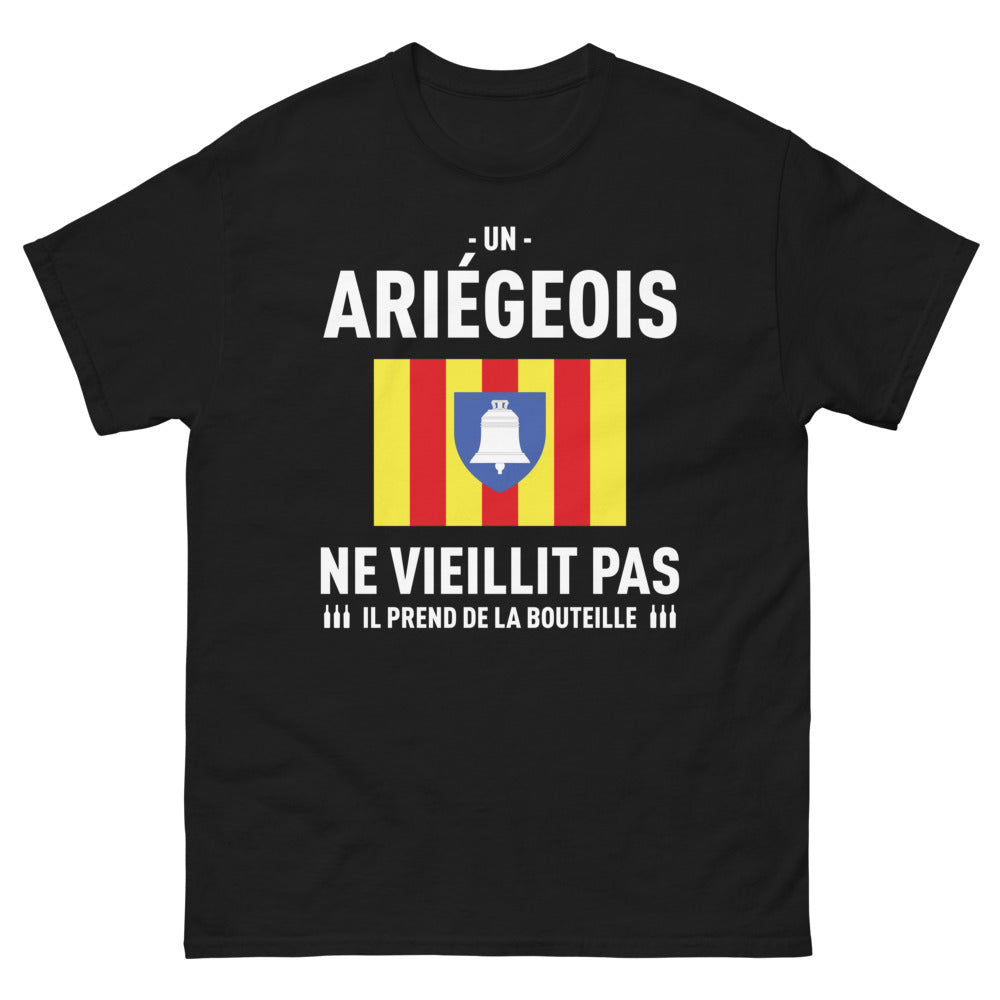 T-shirt Ariège noir - Un Ariégeois ne vieillit pas