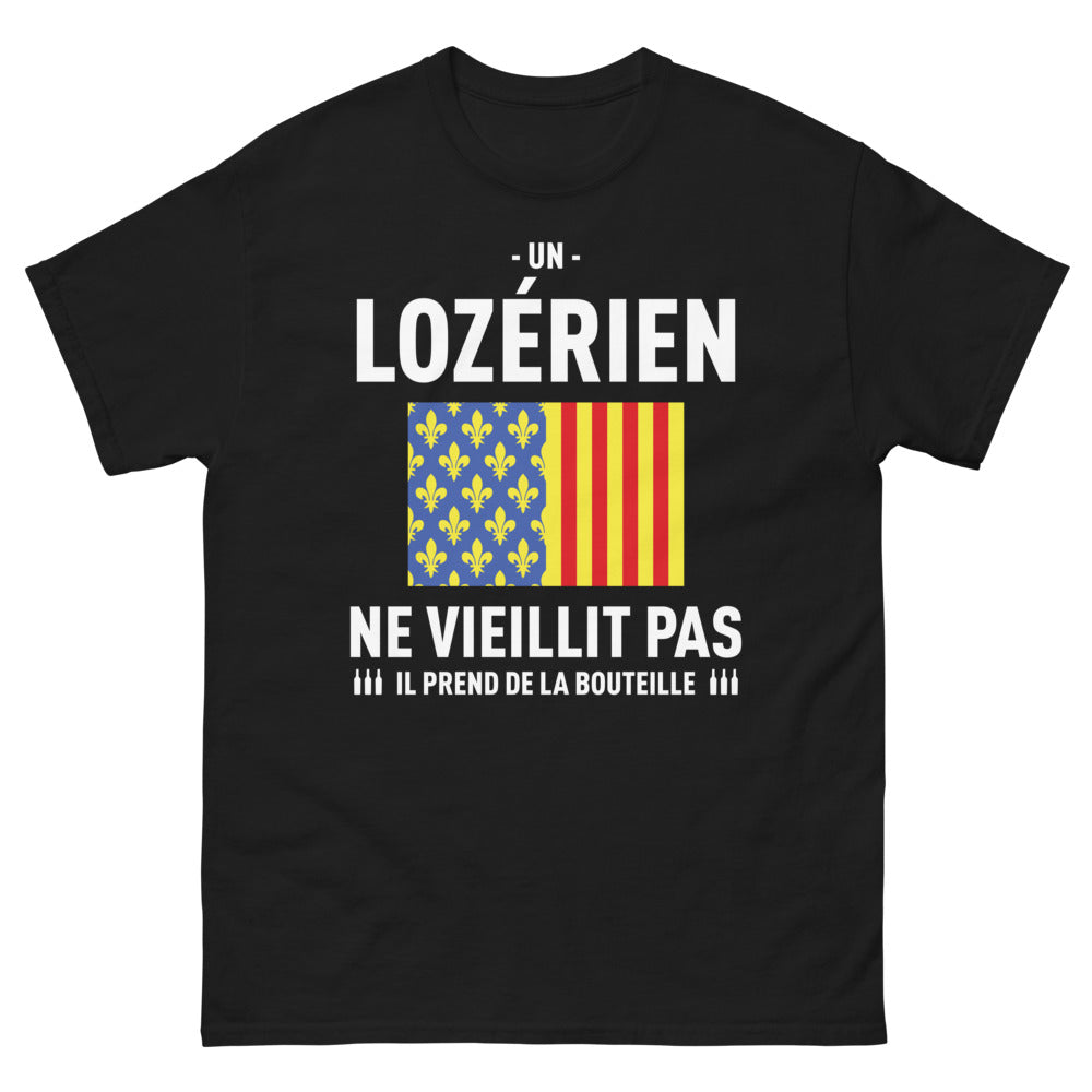T-shirt Lozérien noir - L'âge ne compte pas, la bouteille si !