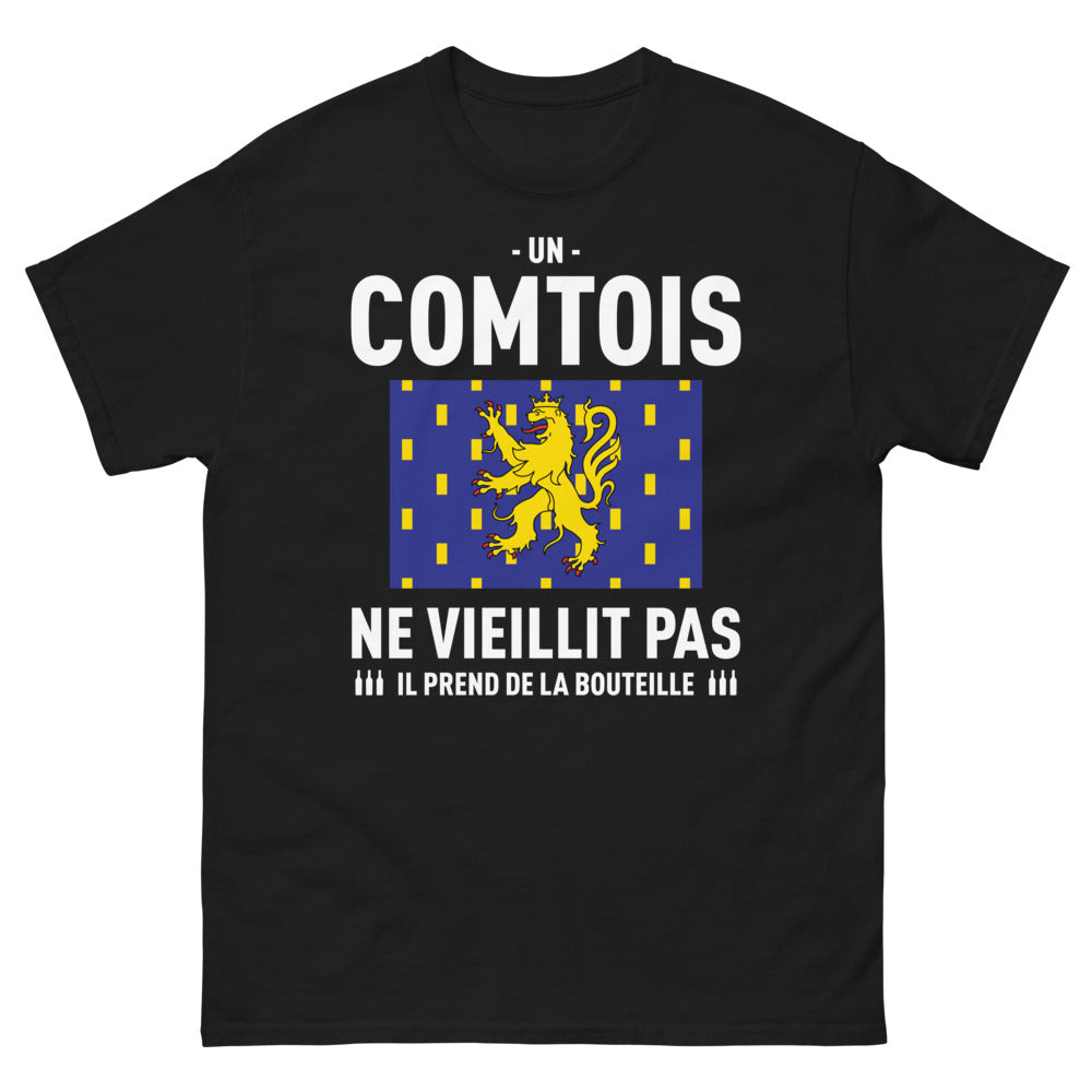 T-shirt Comtois noir - Un Comtois ne vieillit pas, il prend de la bouteille