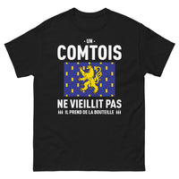 Thumbnail for T-shirt Comtois noir - Un Comtois ne vieillit pas, il prend de la bouteille