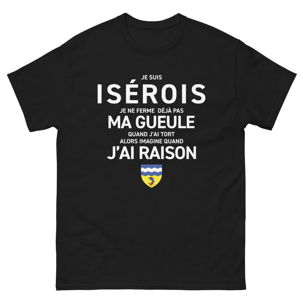 T-shirt Isère noir - Je suis Isérois, fier et amusé