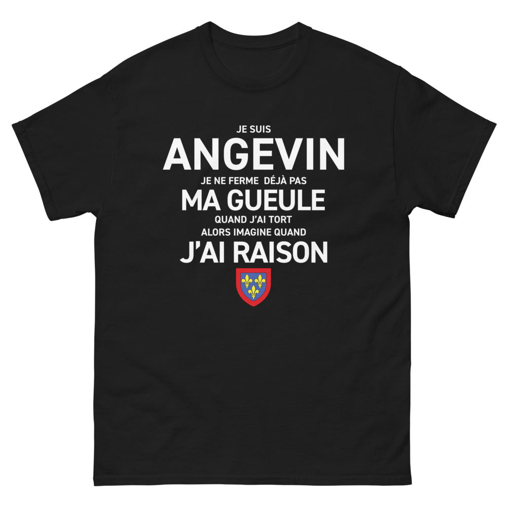 T-shirt Angevin noir - Je suis angevin, je ne ferme pas ma gueule