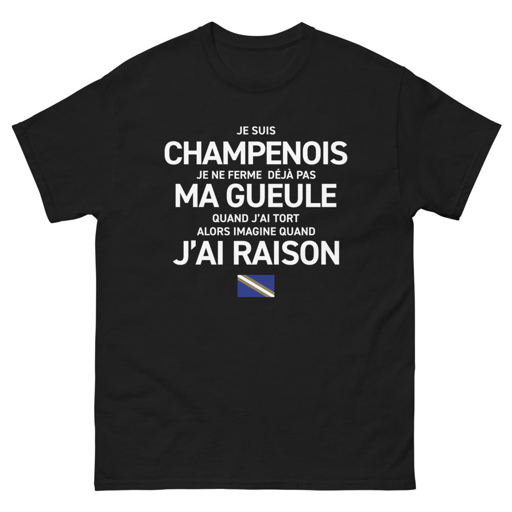 T-shirt Champagne noir - Je suis Champenois, je ne ferme pas ma gueule