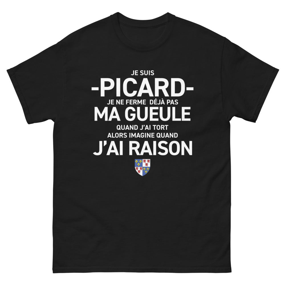 T-shirt Picard noir - Je suis Picard, je ne ferme déjà pas ma gueule