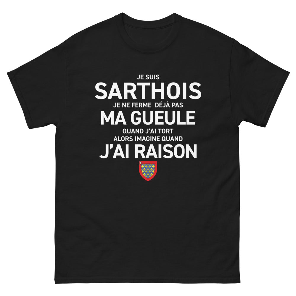 T-shirt Sarthe noir - Je ne ferme pas ma gueule design sombre