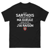 T-shirt Sarthe noir - Je ne ferme pas ma gueule design sombre
