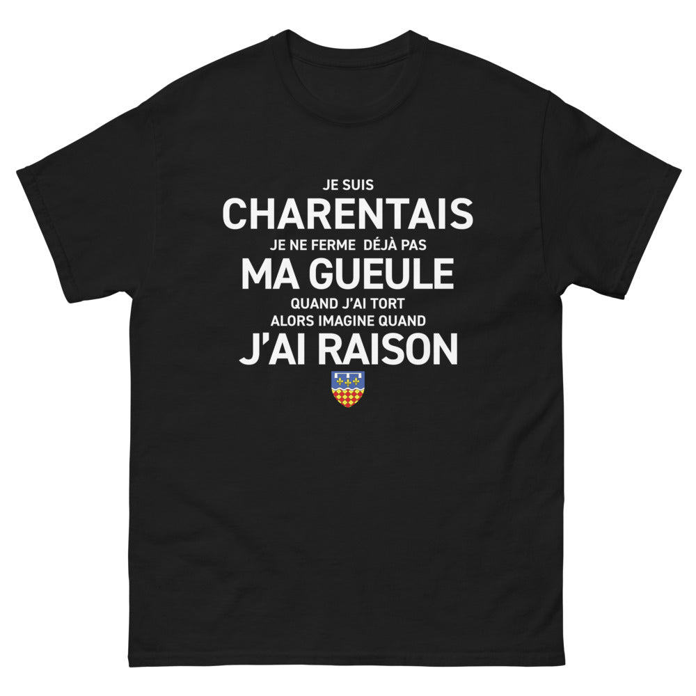 T-shirt Charente noir - Je suis Charentais, fier et bavard