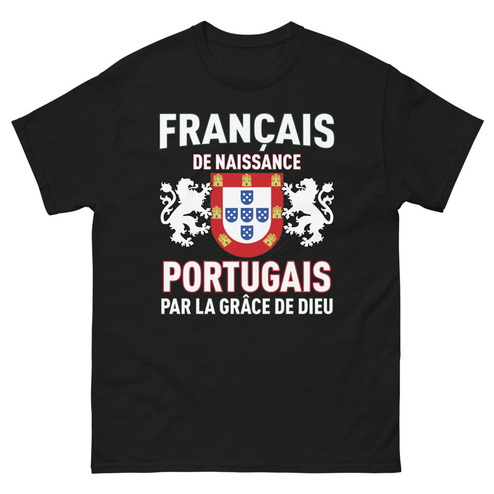 T-shirt Français noir - Français de naissance, Portugais par grâce