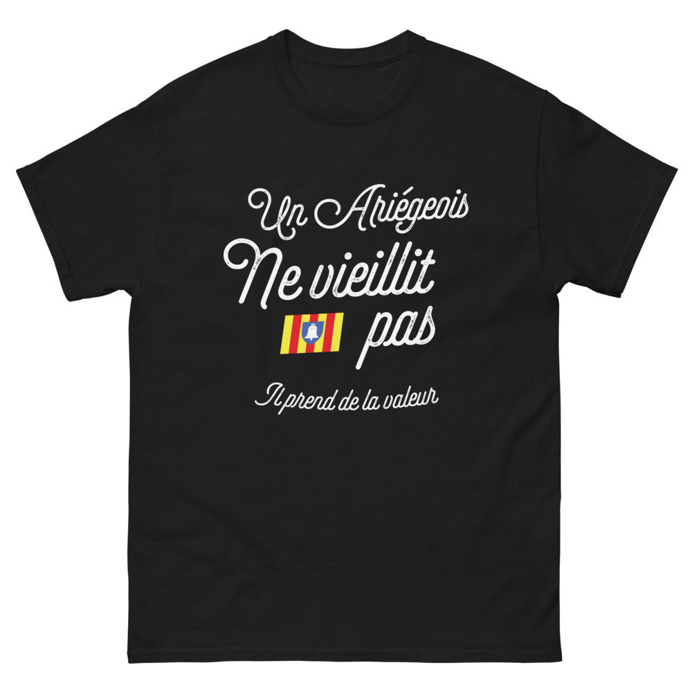 T-shirt Ariège noir - Un Ariegeois ne vieillit pas