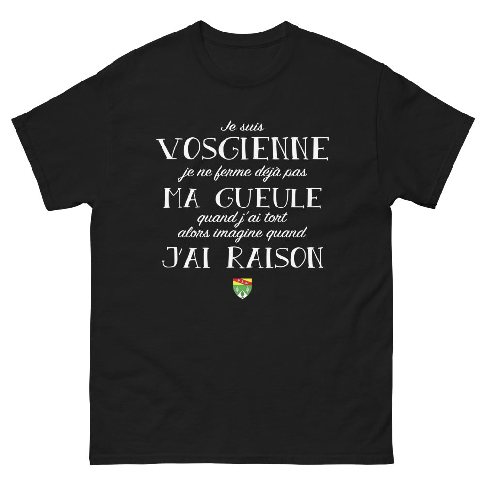 T-shirt Vosges noir - Je suis vosgienne, je ne ferme pas ma gueule