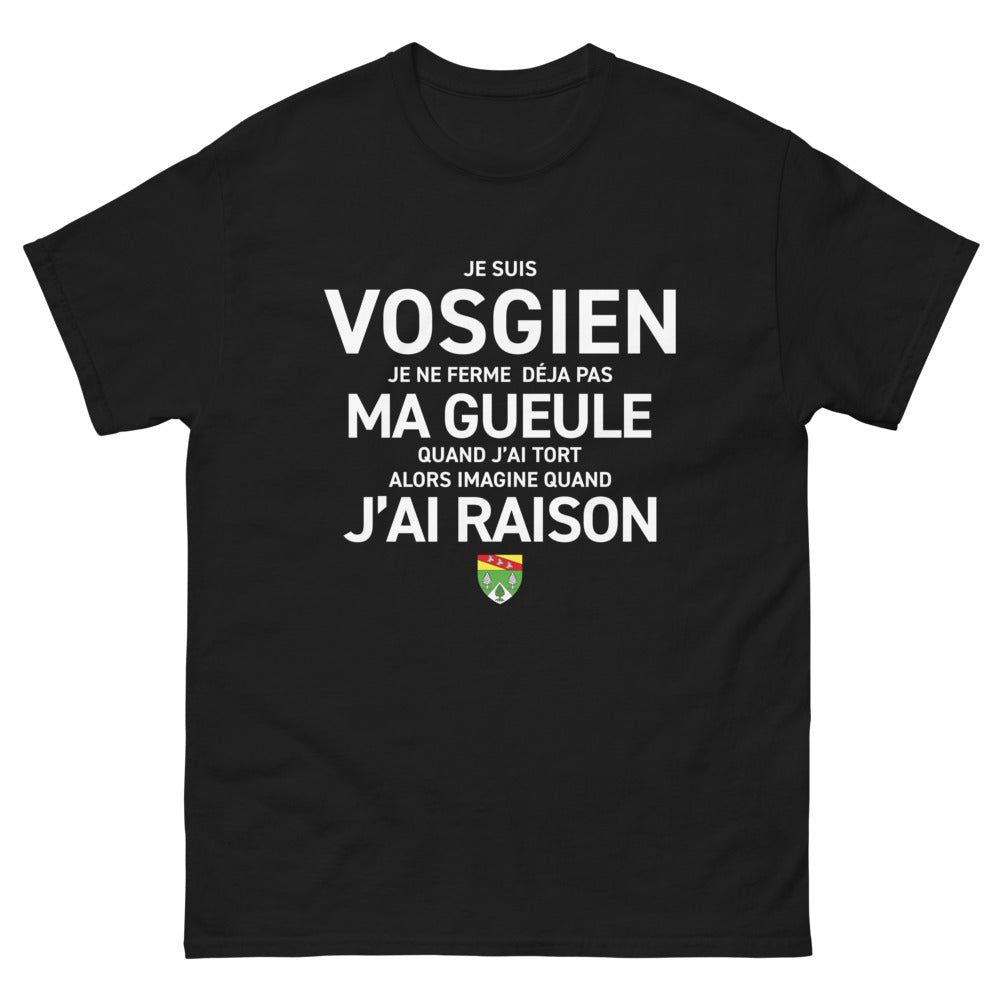 T-shirt Vosgien noir - Je suis vosgien, je ne ferme pas ma gueule