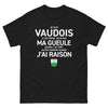 T-shirt Vaudois noir - Je suis Vaudois, je ne ferme pas ma gueule