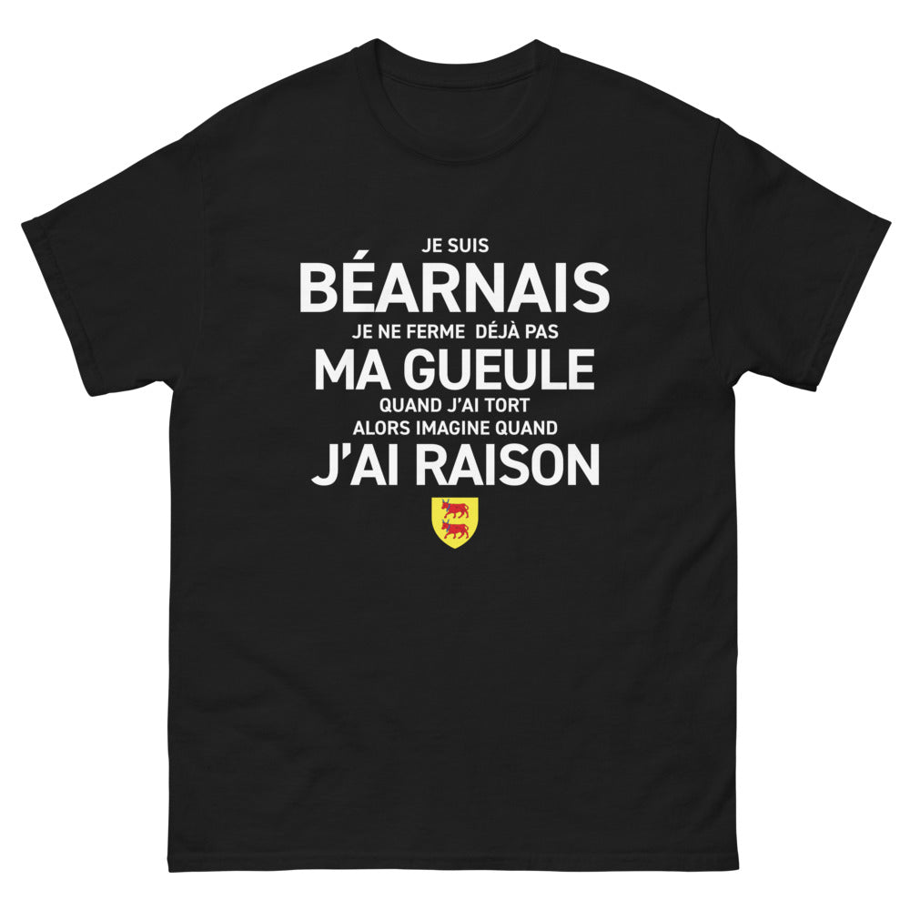 T-shirt Béarnais noir - Je ne ferme pas ma gueule, même à tort
