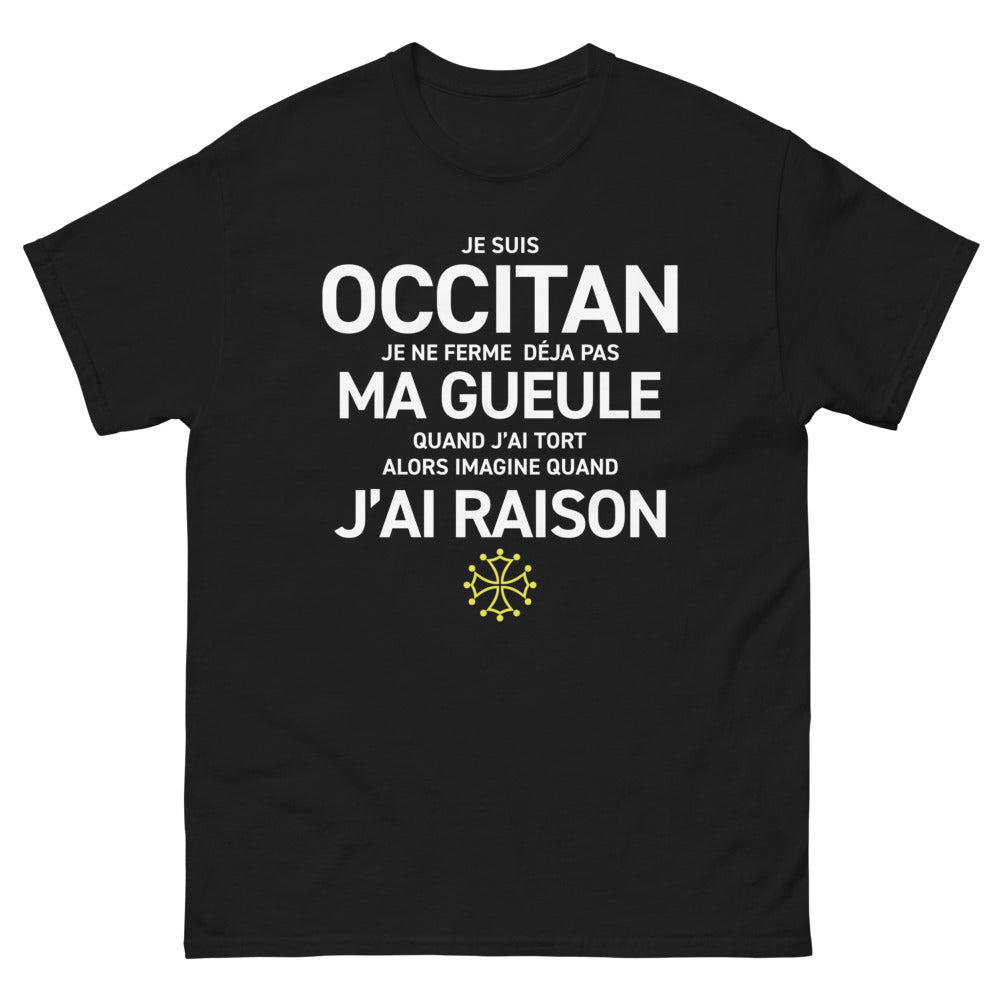T-shirt Occitan noir - Je suis Occitan, je ne ferme pas ma gueule
