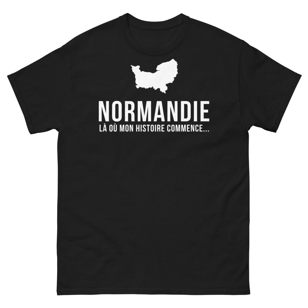 T-shirt Normandie noir - Là où mon histoire commence