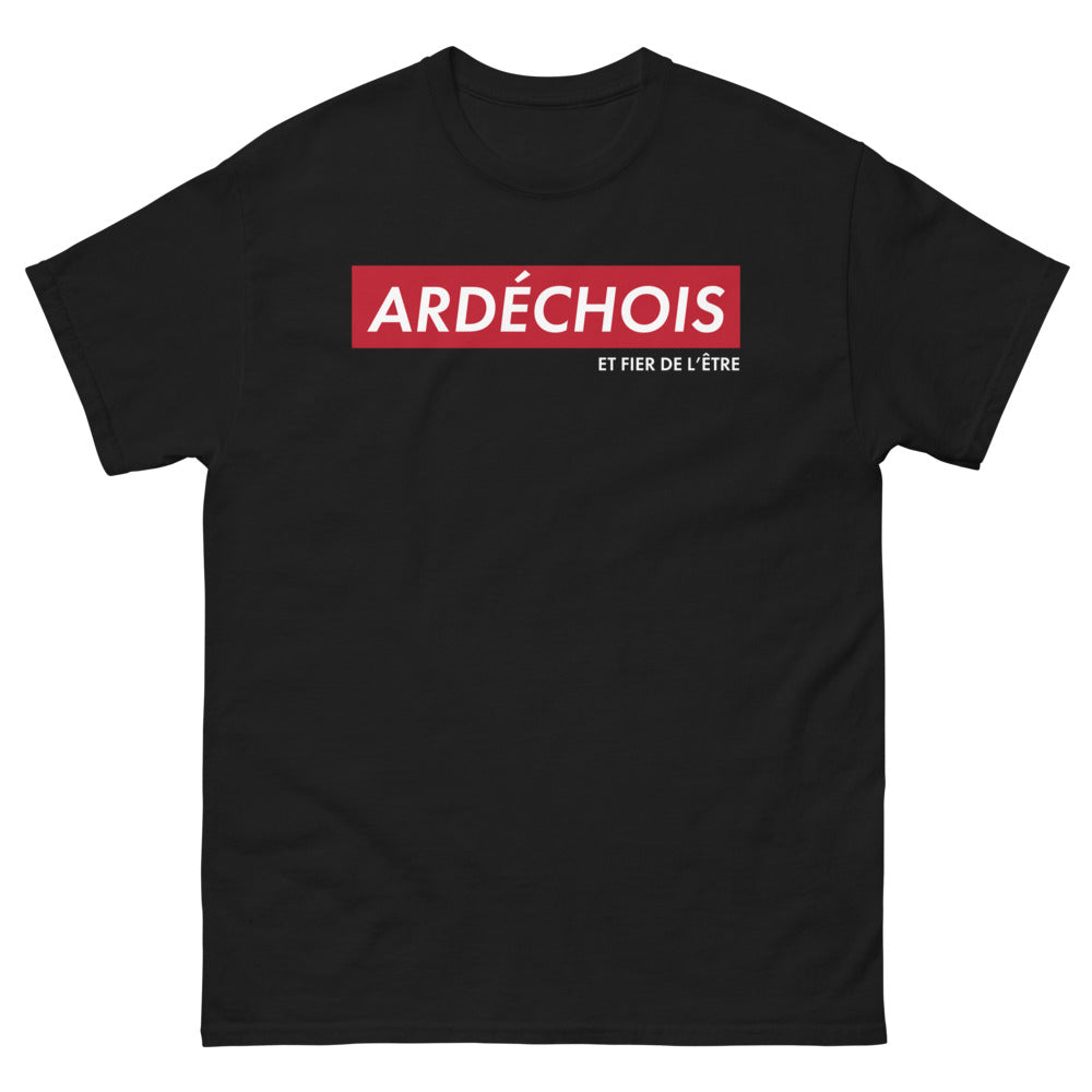 T-shirt Ardèche noir - Fier de l'Être avec humour local