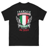 T-shirt Français noir - Français de Naissance, Italien par la Grâce de Dieu