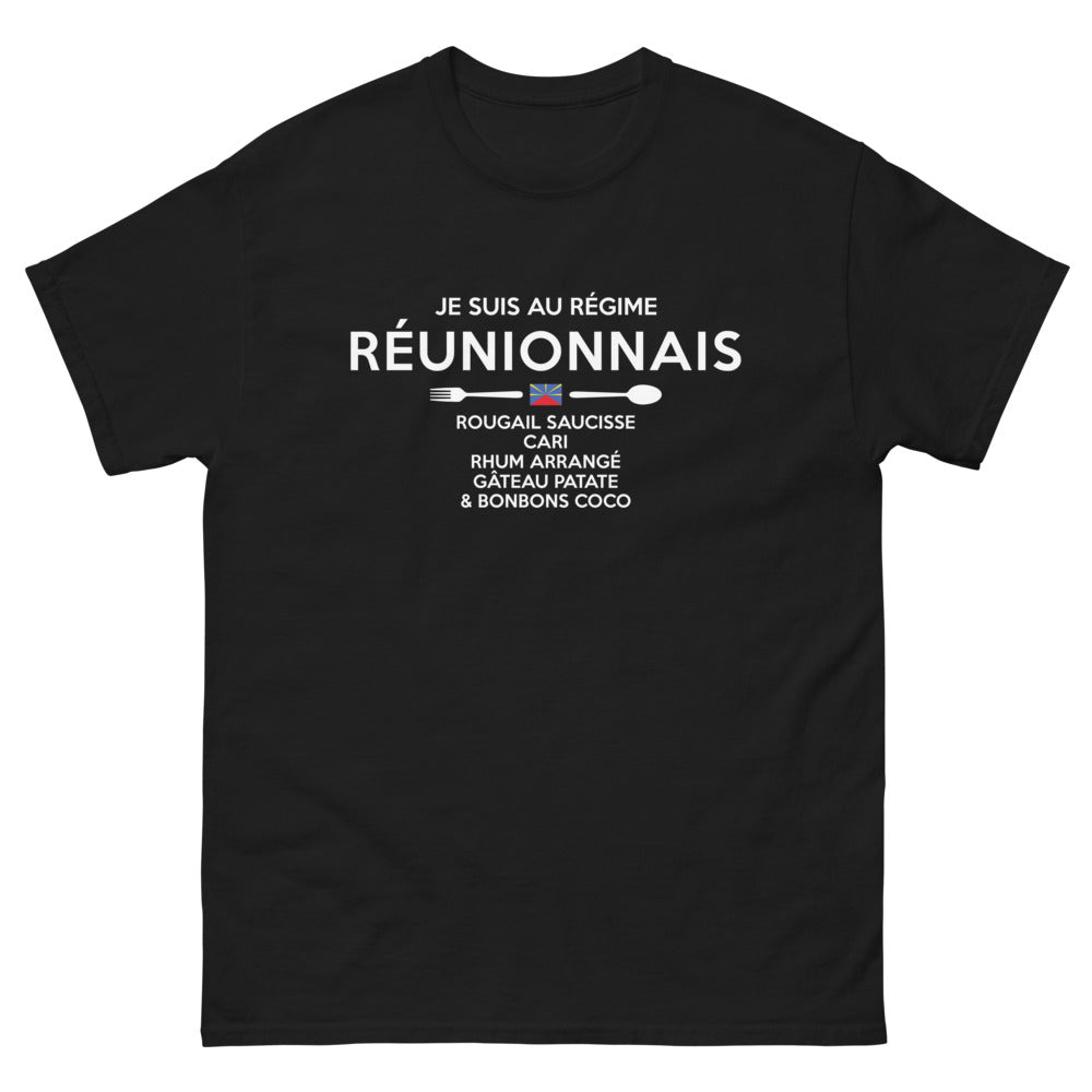 T-shirt Réunion noir - Je suis au régime réunionnais