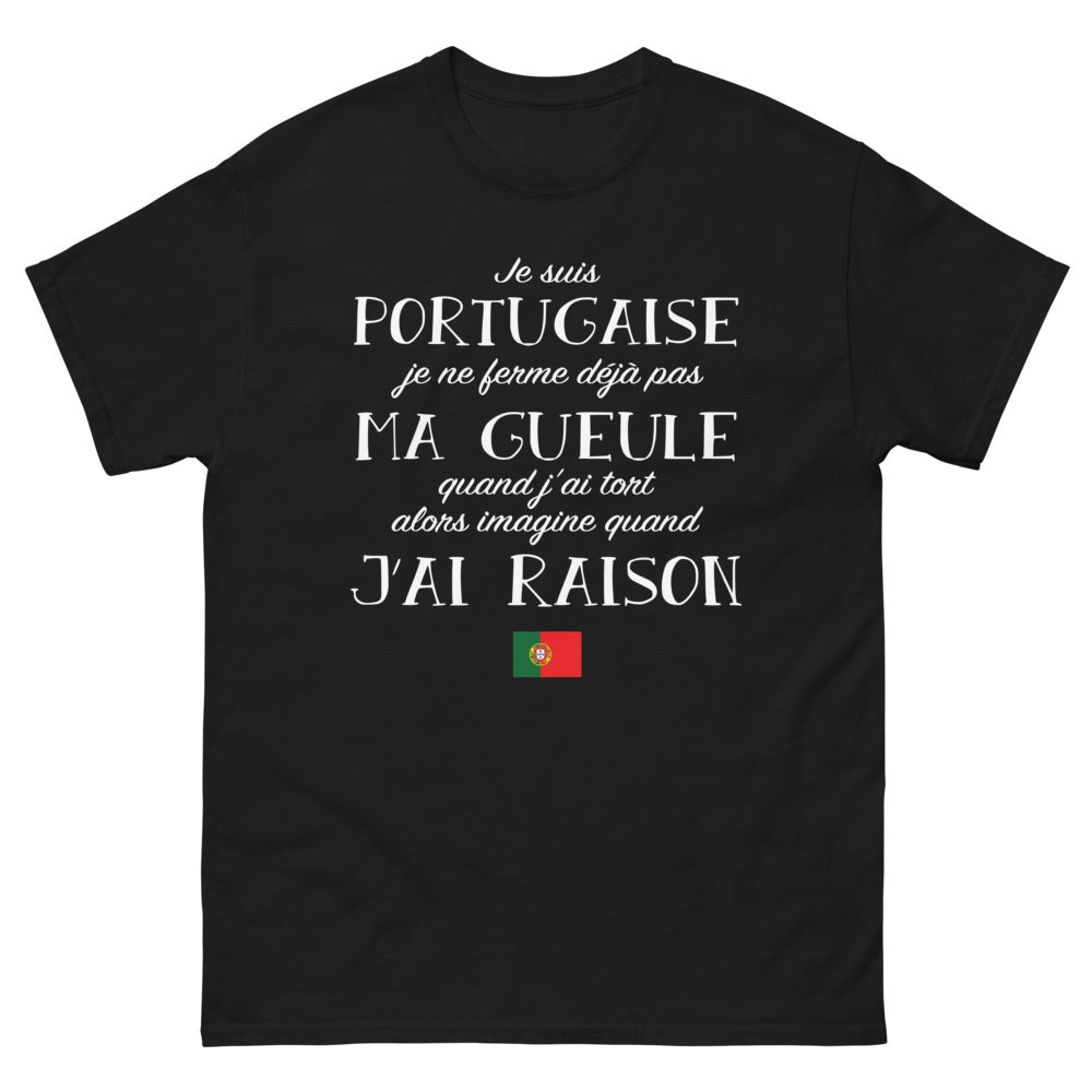 T-shirt Portugal noir - Je suis portugaise, je ne me tais pas