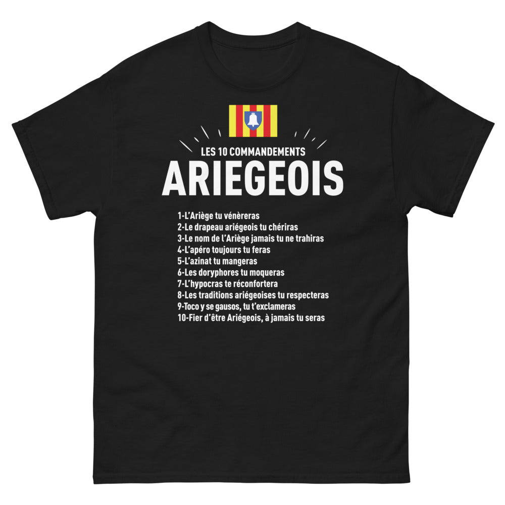T-shirt Ariège noir - Les 10 Commandements Ariégeois