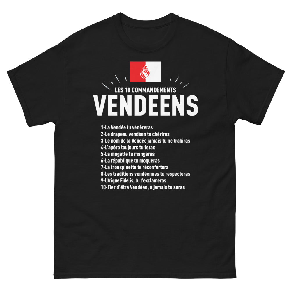 T-shirt Vendée noir - Les 10 commandements vendéens
