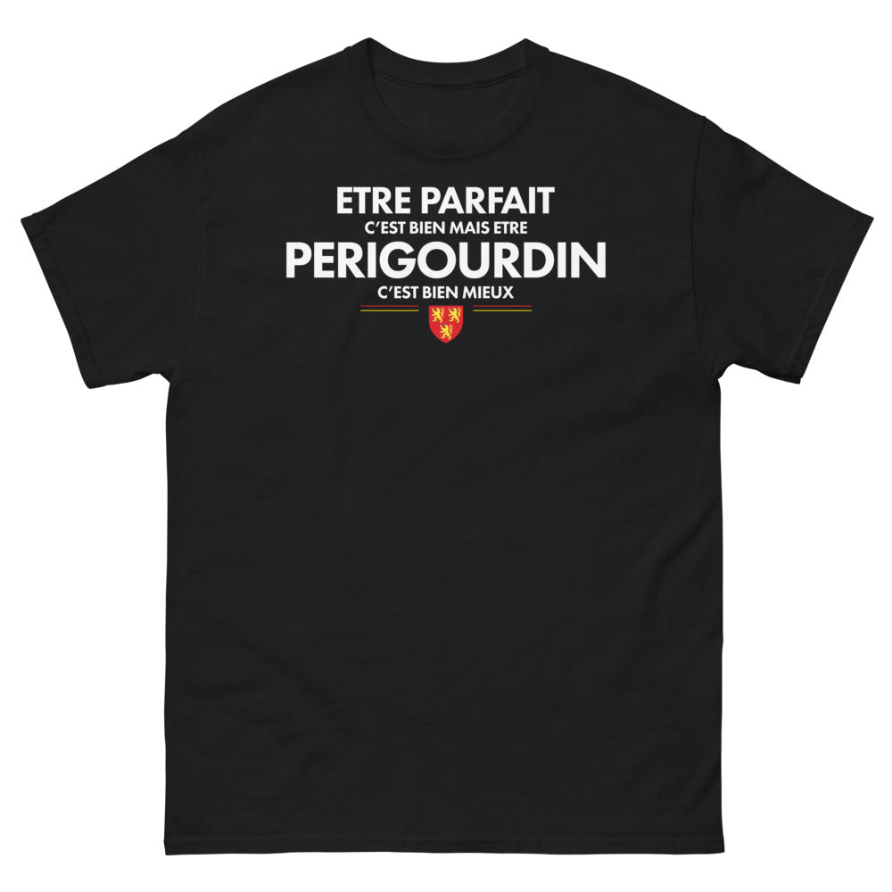 T-shirt Périgourdin noir - Être parfait, c'est bien, mais être périgourdin, c'est mieux