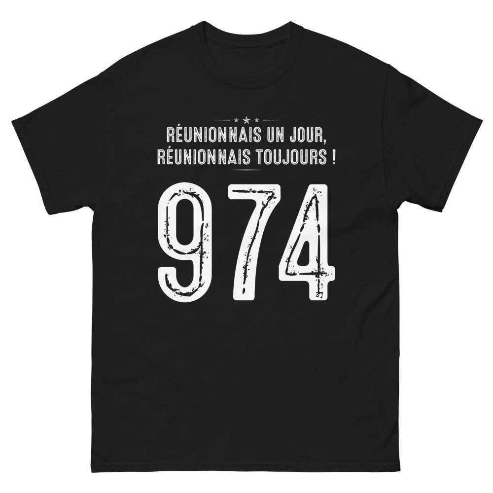 T-shirt Réunion noir - Réunionnais un Jour, Réunionnais Toujours