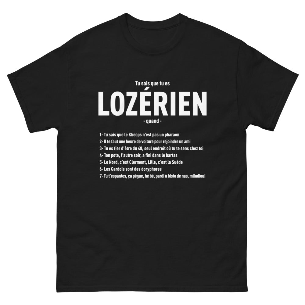 T-shirt Lozère noir - Anecdotes et humour Lozérien