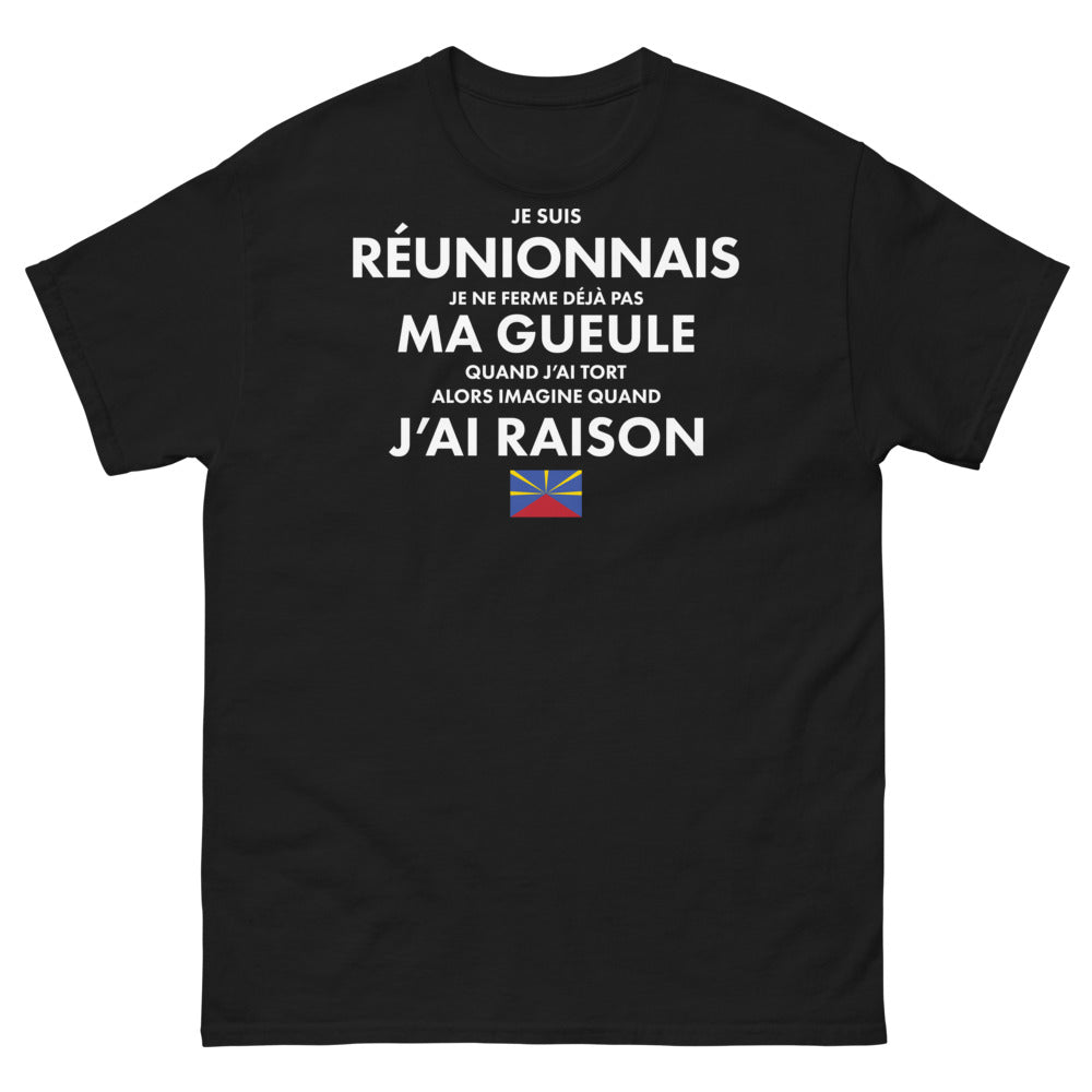 T-shirt Réunionnais noir - Je suis Réunionnais, humour et fierté