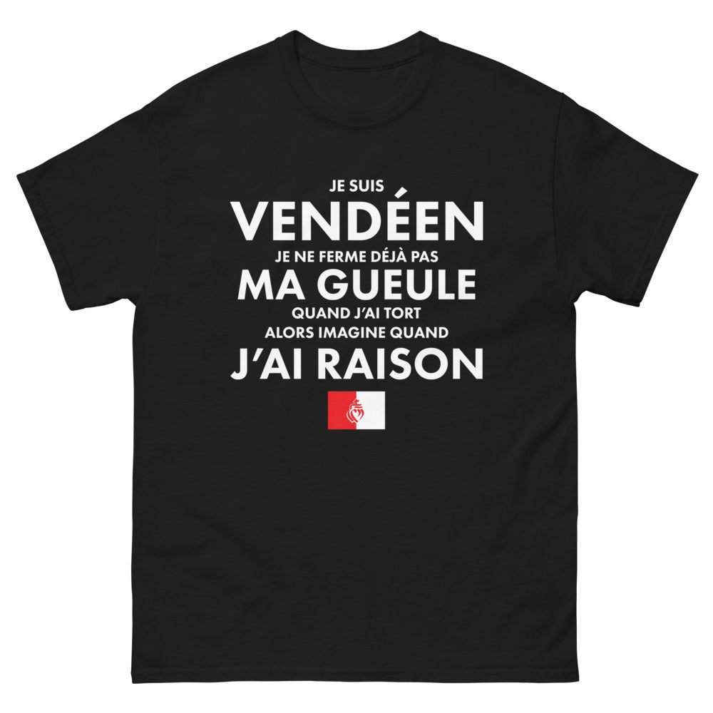 T-shirt Vendée noir - Je ne me tais pas quand j'ai tort