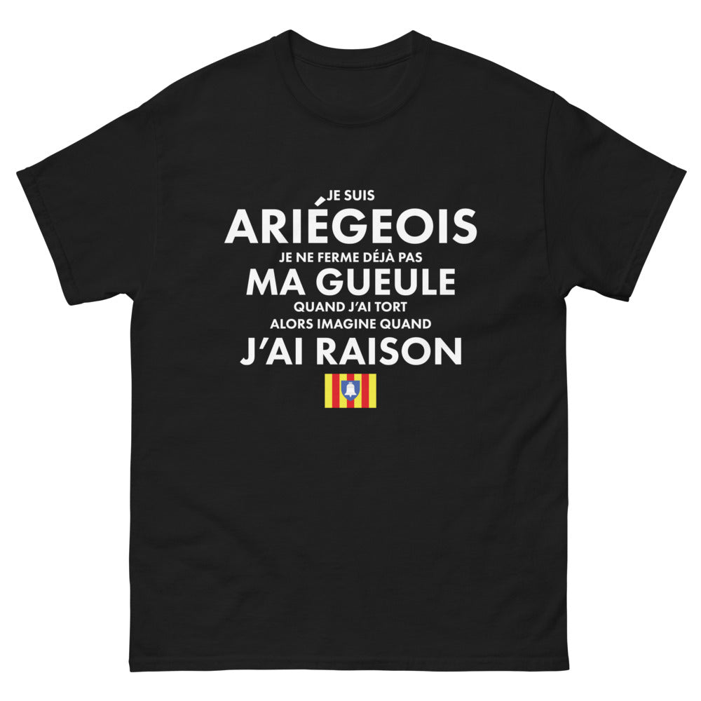 T-shirt Ariégeois noir - Je suis Ariégeois, je ne ferme pas ma gueule