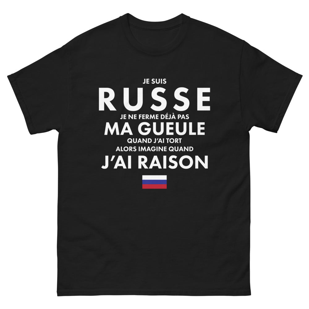T-shirt Russie noir - Je suis Russe, je ne ferme pas ma gueule